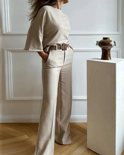 Tweedelige Casual Set met Elegante Riem