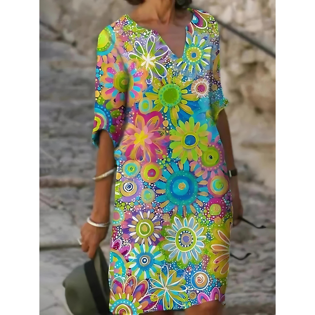 V-hals Bloemenprint Jurk - Jelissa