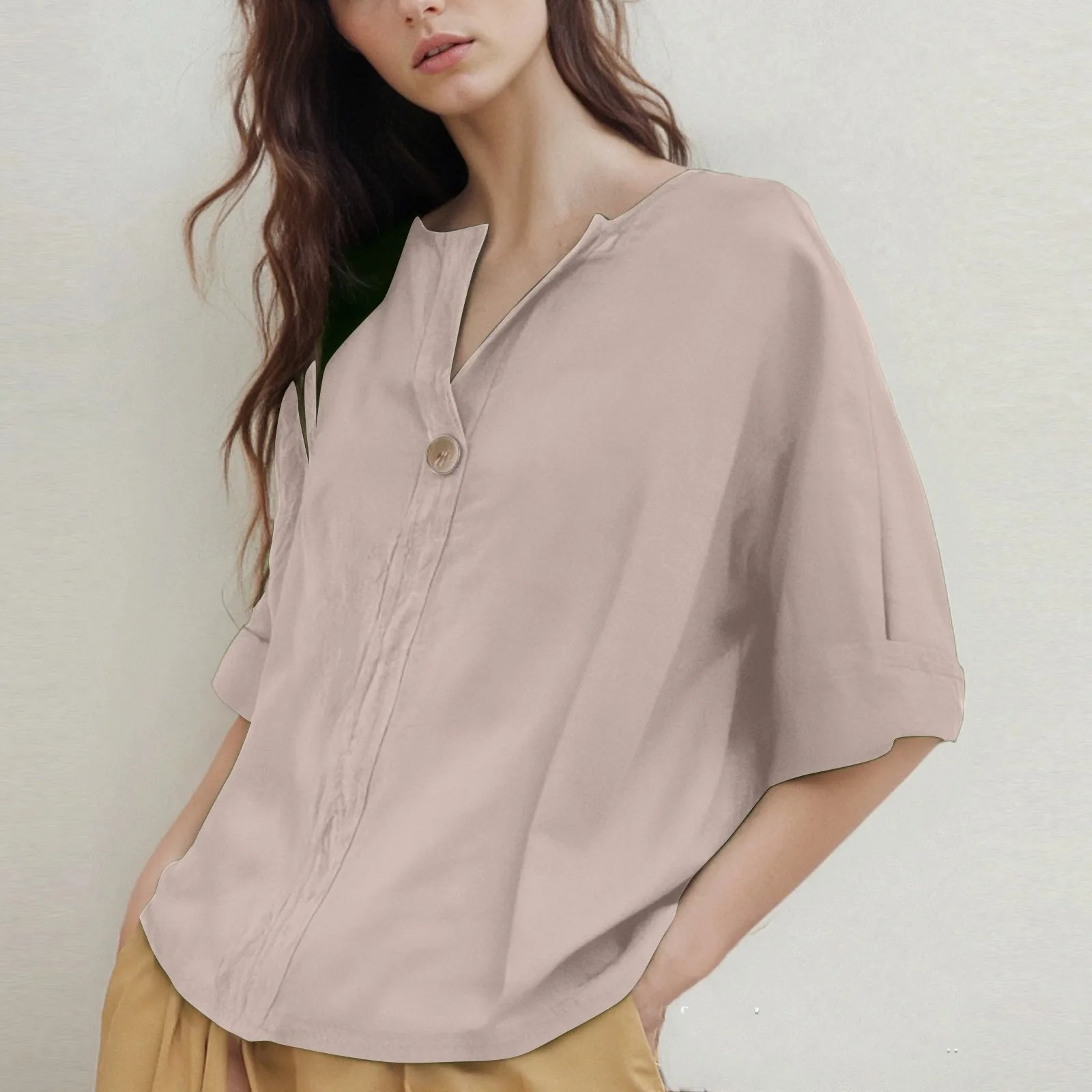 V-hals Blouse met Driekwartmouwen