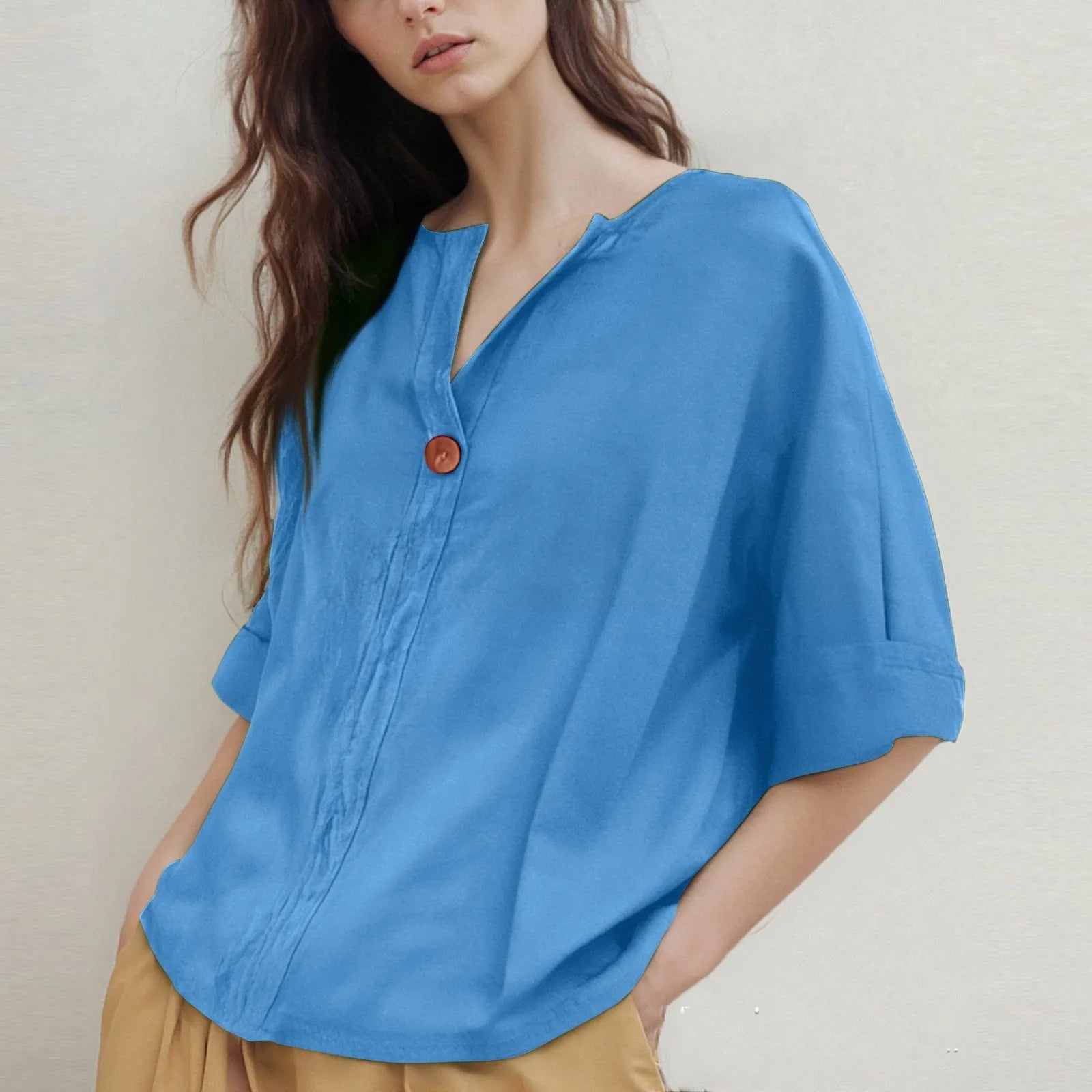V-hals Blouse met Driekwartmouwen