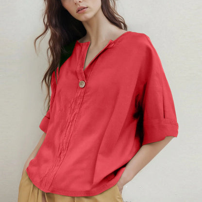 V-hals Blouse met Driekwartmouwen