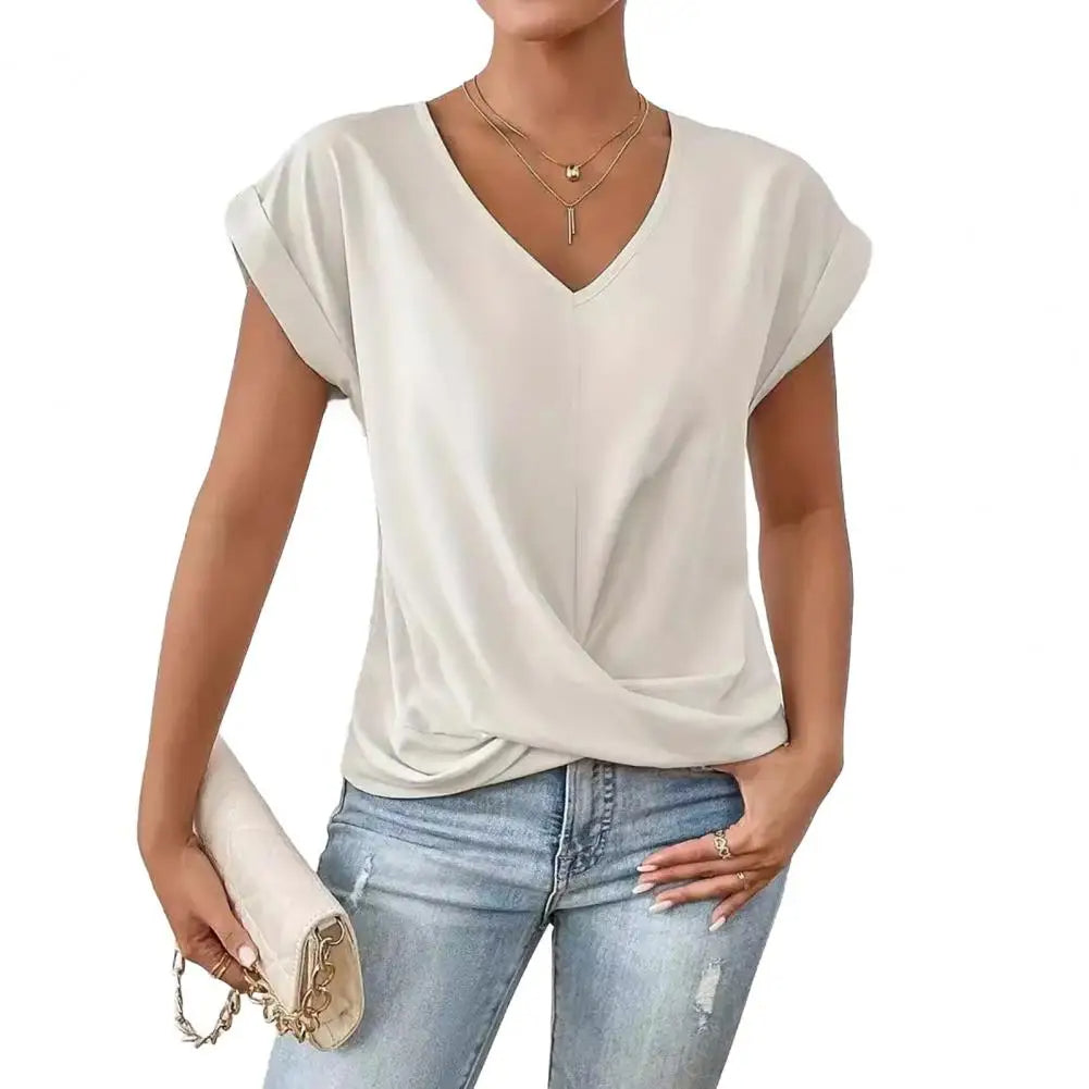 V-hals Blouse met Geplooid Design