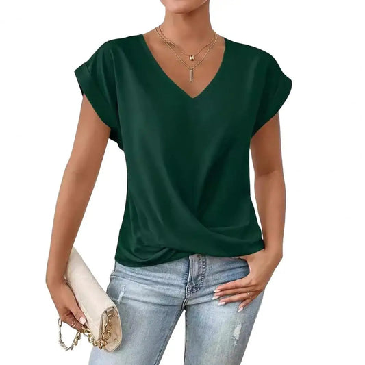V-hals Blouse met Geplooid Design