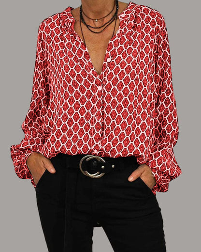 V-hals Damesblouse Geometrisch - Zara