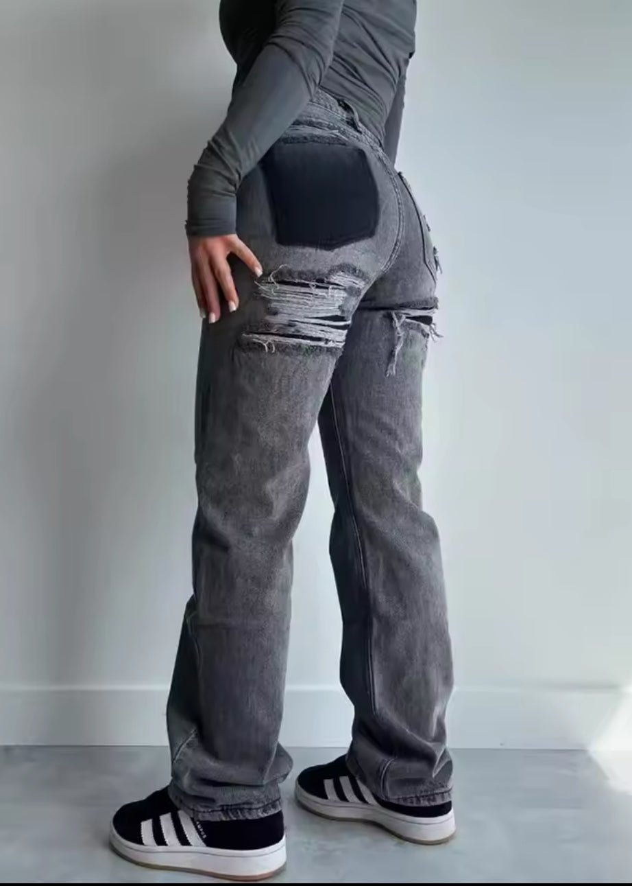 Vintage Dames Spijkerbroek met Ripped Details