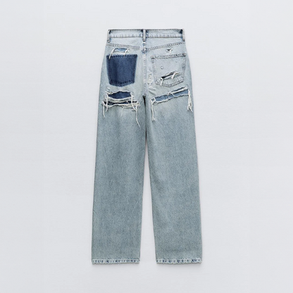 Vintage Dames Spijkerbroek met Ripped Details