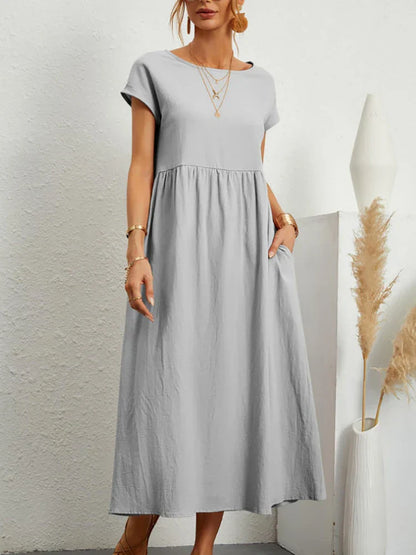 Vintage Katoenen Zomerjurk met O-hals