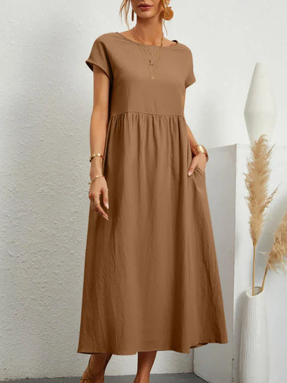 Vintage Katoenen Zomerjurk met O-hals