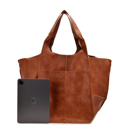 Vintage Oversized Leren Schoudertas Dames