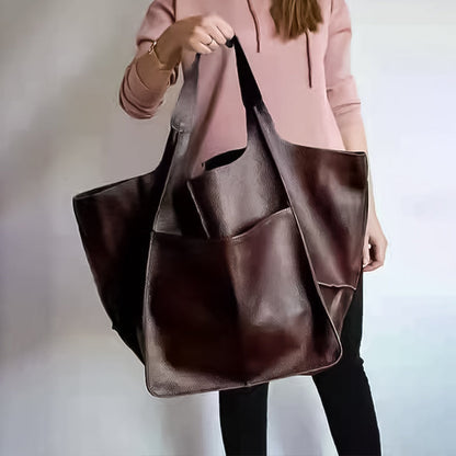 Vintage Oversized Leren Schoudertas Dames