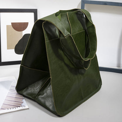 Vintage Oversized Leren Schoudertas Dames