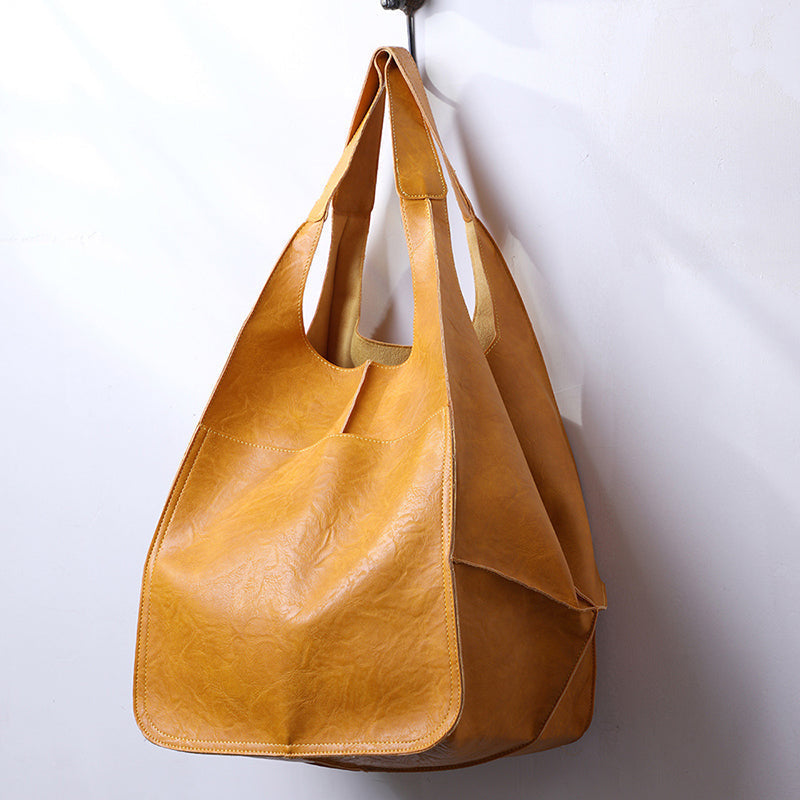 Vintage Oversized Leren Schoudertas Dames
