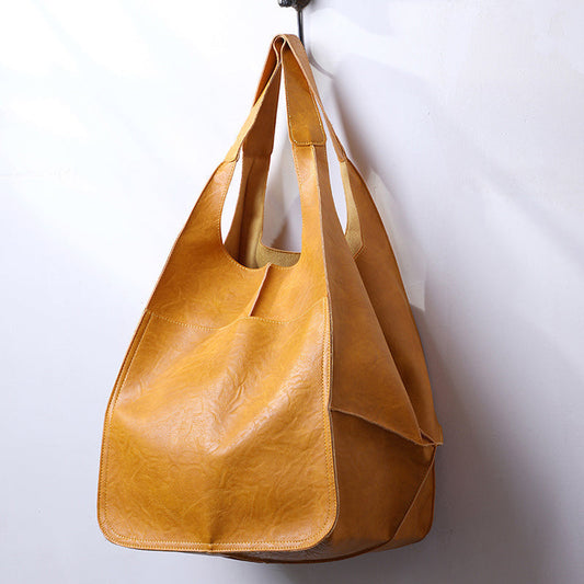 Vintage Oversized Leren Schoudertas Dames