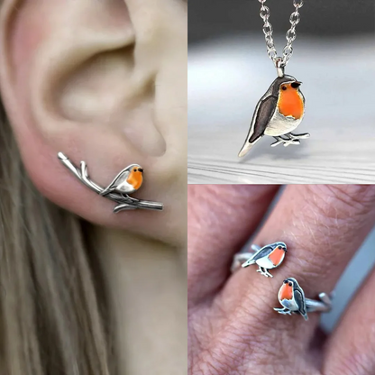 Vogel Design Ring en Ketting Set