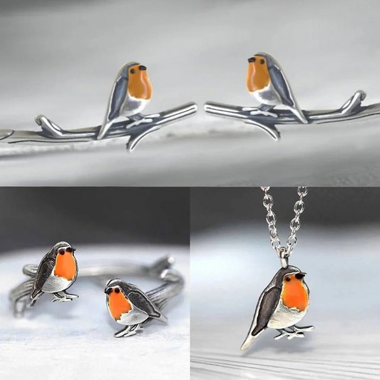 Vogel Design Ring en Ketting Set