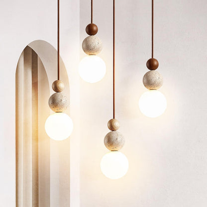 Lampe suspendue en travertin moderne de style simple - Éclairage intemporel pour votre intérieur