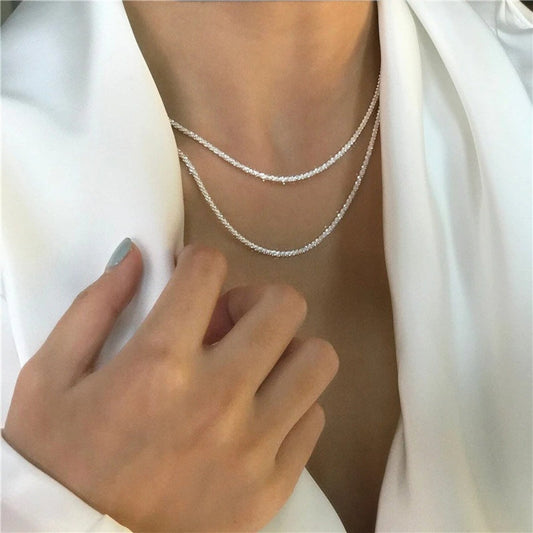 Zilveren Dubbele Ketting Set Dames - Elegant