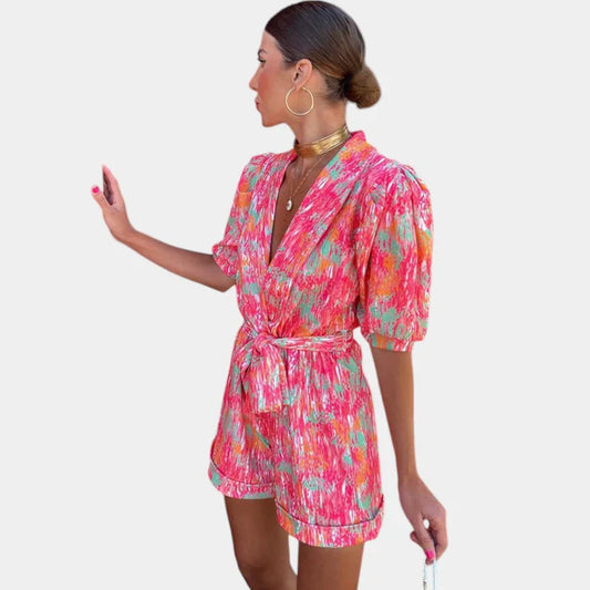 Zomerjumpsuit met Print en Taille Riem