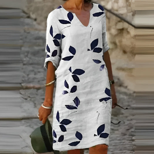 Zomerse Bladerenprint Jurk voor Dames