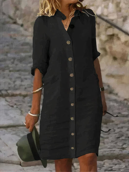 Zomerse Linnen Midi-Jurk Rena Elegance