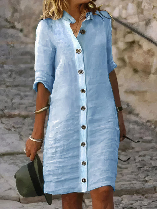 Zomerse Linnen Midi-Jurk Rena Elegance