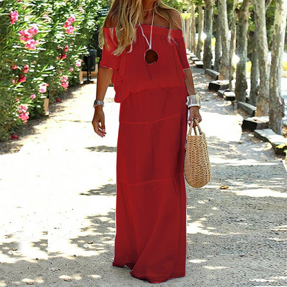 Zomerse Off Shoulder Jurk Maxi Stijlvol