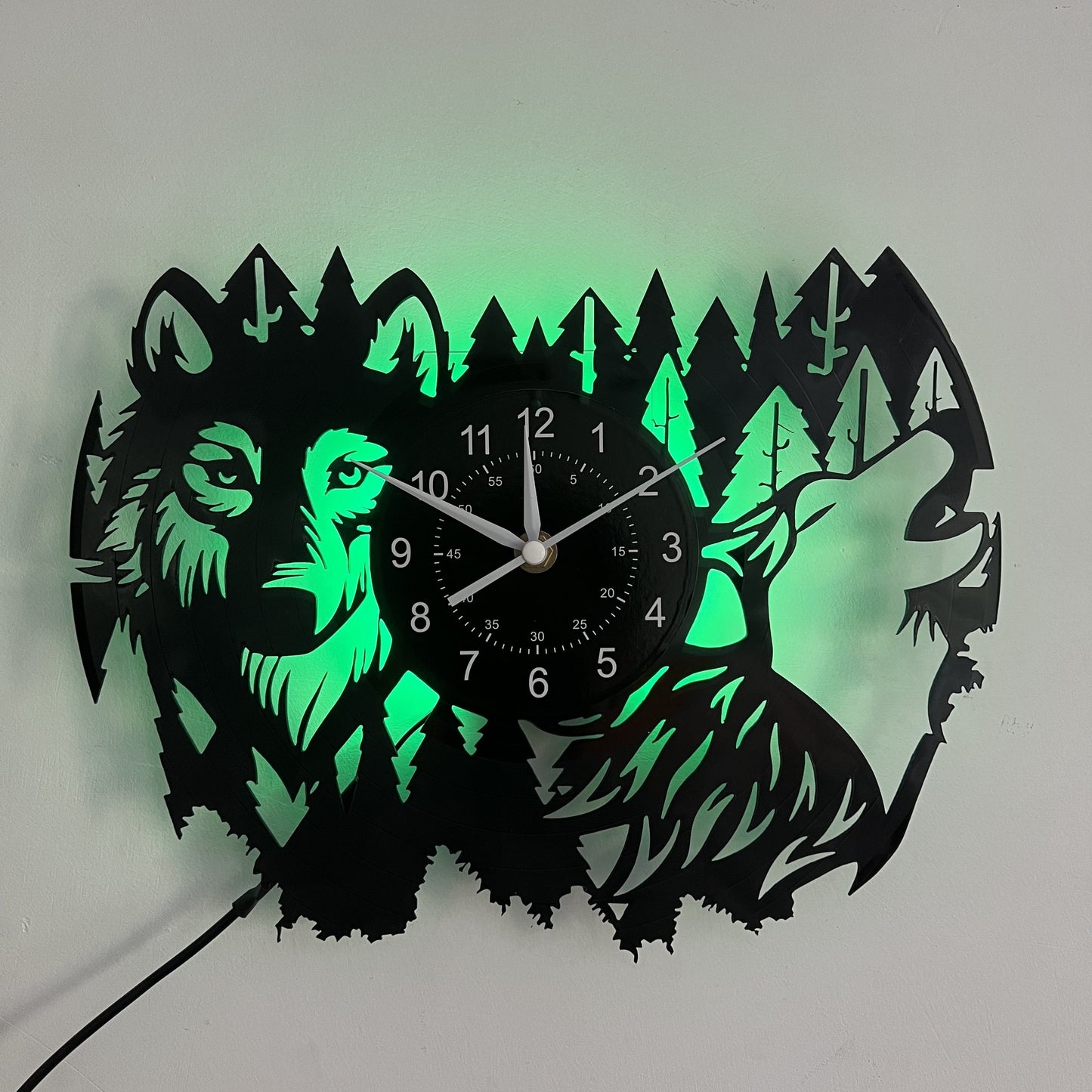 Reloj de pared de vinilo con lobo único de Dubai