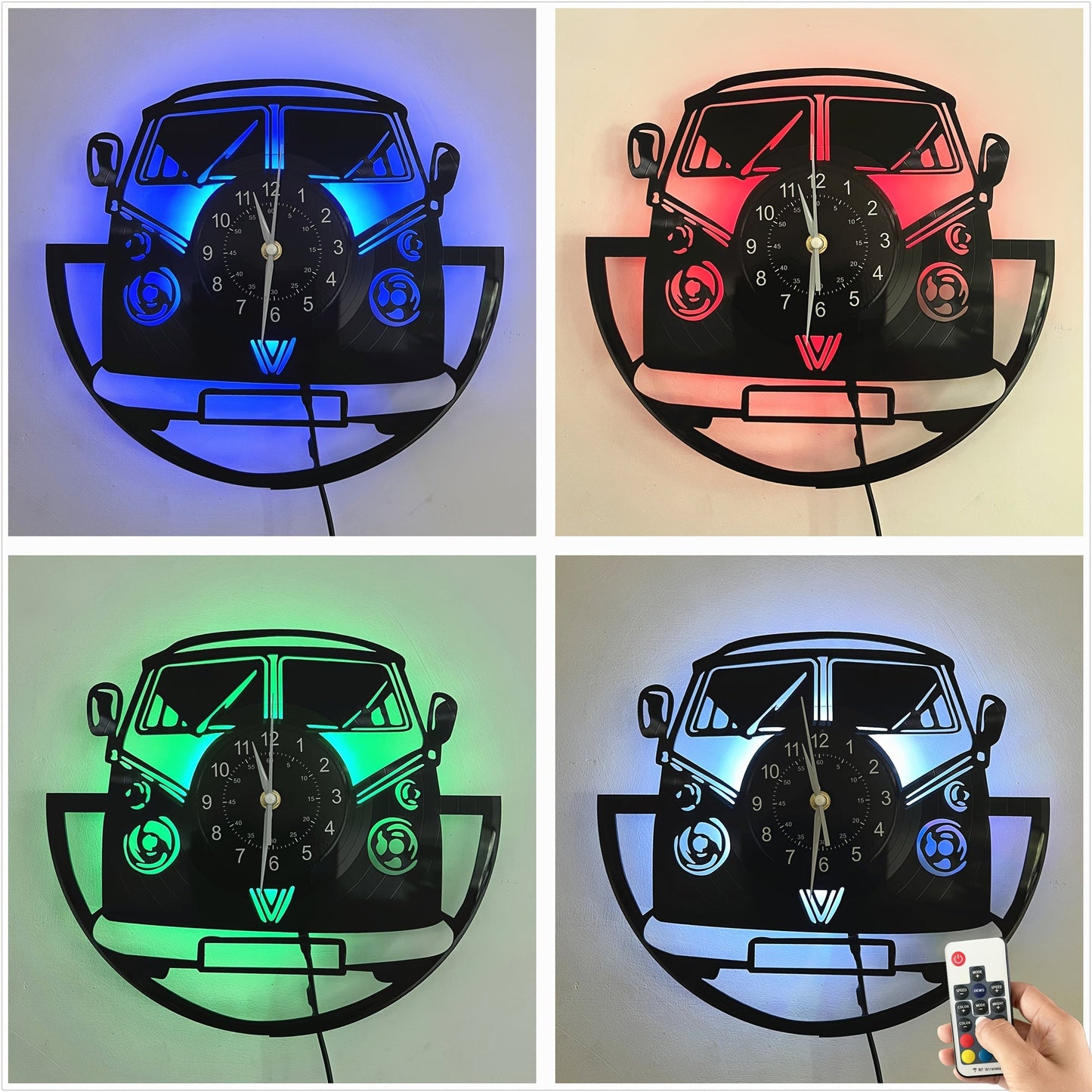 Horloge murale rétro en vinyle avec LED Emanate