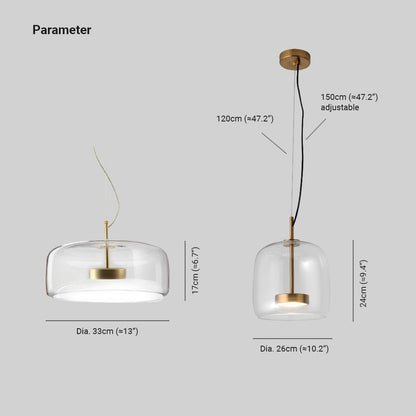 Lampes suspendues LED rétro Hailie - Métal et verre ambre doré pour